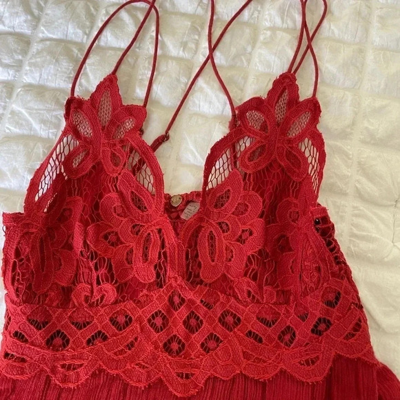 Free People Adela red orange lace boho mini dress - Picture 6 of 10